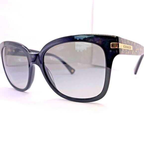 Coach Sunglasses Frame HC 8103 L080 Alfie 55 [] 17 135 MM Black Beige Ocelot - Picture 1 of 9